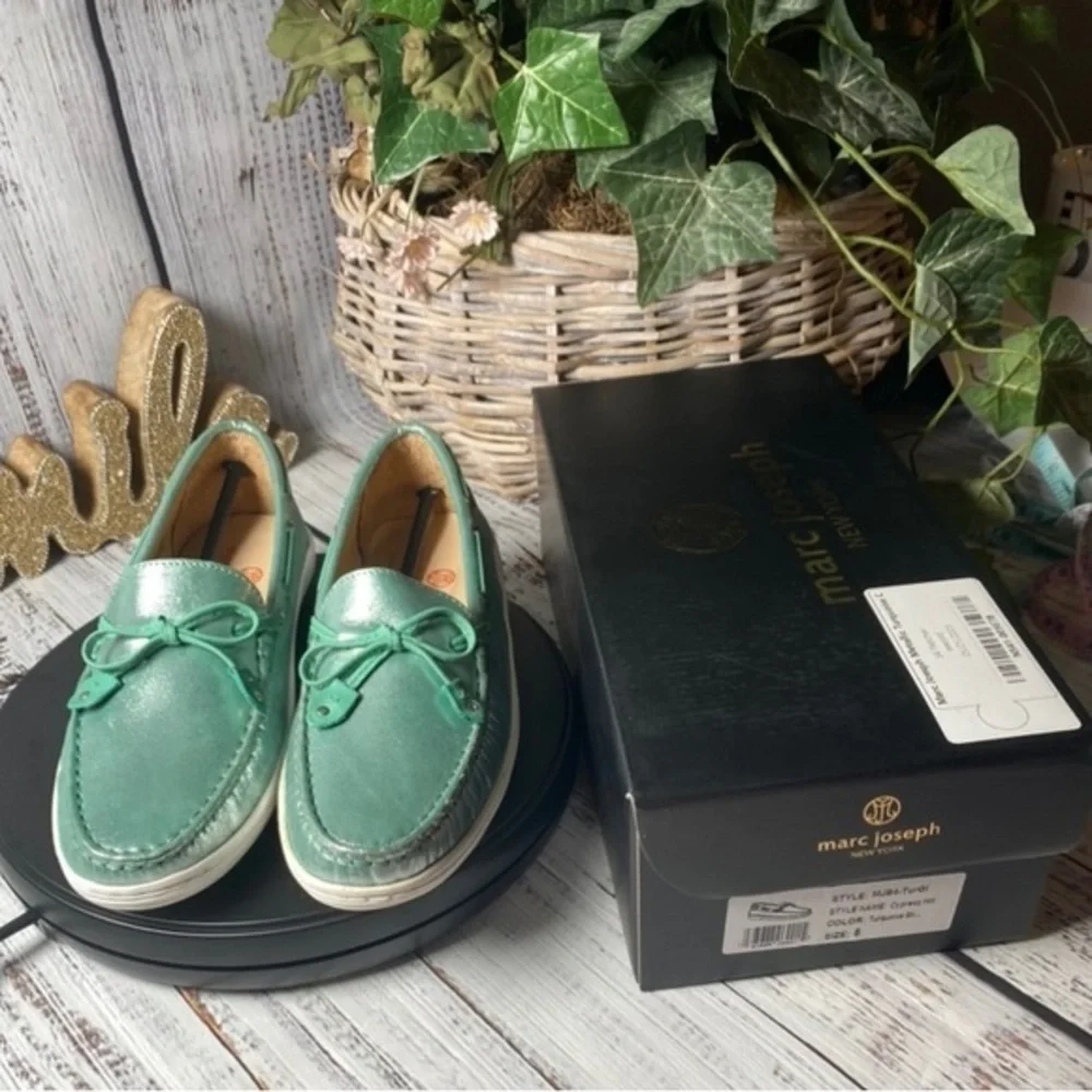 Marc Joseph Leather Cypress Hill Loafer’s in Glistening Turq Size 5 (6) NIB